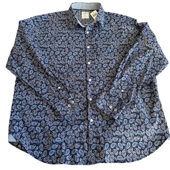 Society of Threads Men's XXL Slim Blue Paisley Long Sleeve Button Down Shirt NWT - Picture 1 of 4
